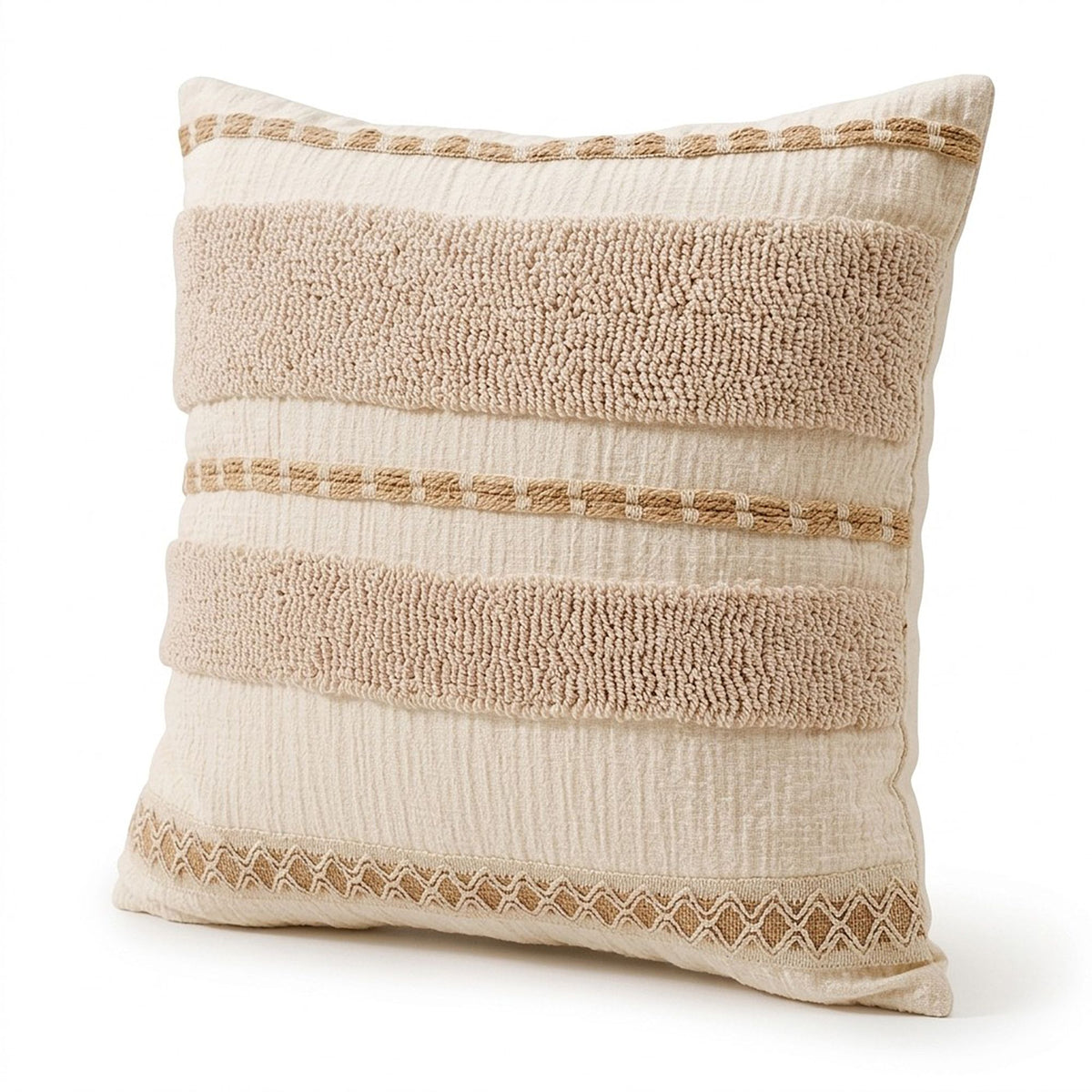 Boho Neutral Textured Accent Throw Pillow Cover