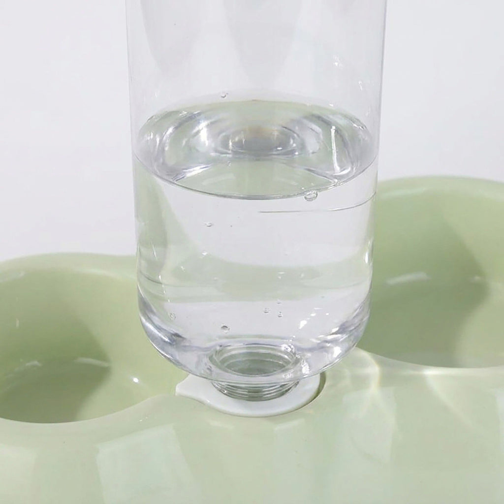 Plastic Double Pet Bowl with Gravity Water Bottle Feeder