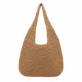Woven Straw Shoulder Bag - Lightweight Hand-Knit Summer Tote for Beach and Vacation