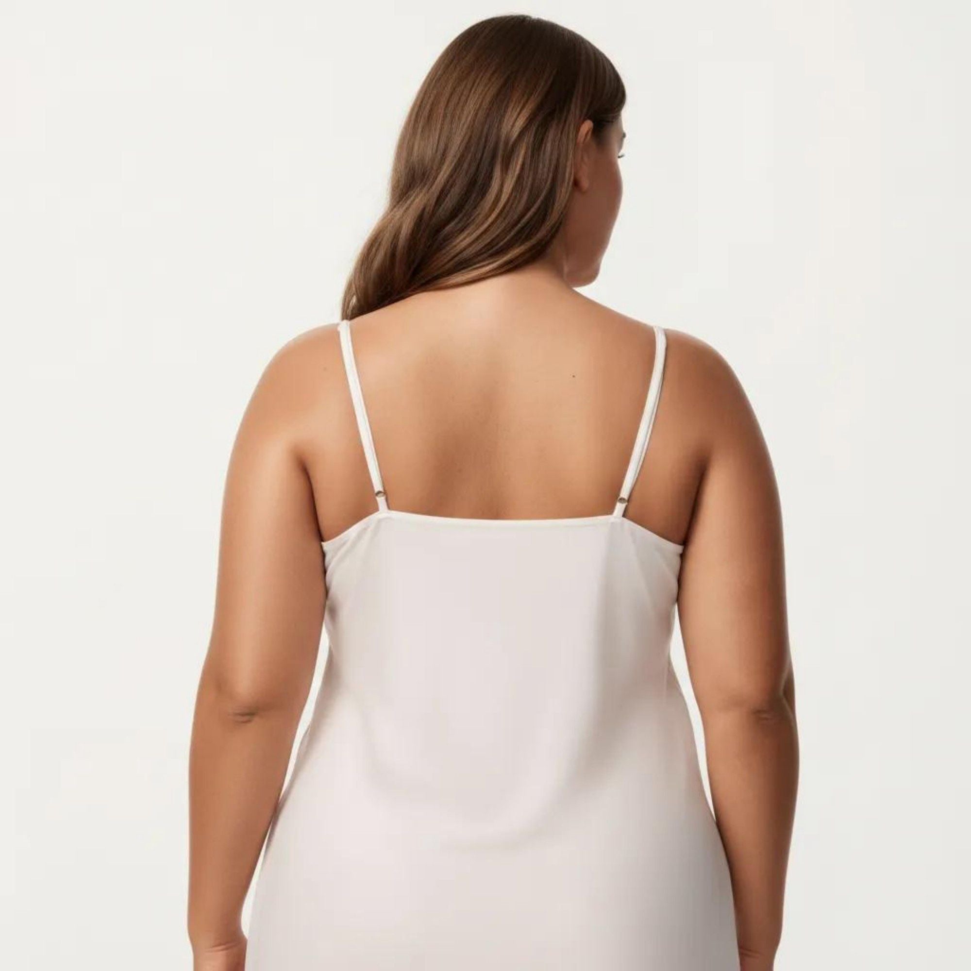 Anna-Kaci Lounge Women's Plus Size Lace Panel Chemise Slip Dress Adjustable Strap Sleepwear