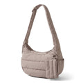 Horizontal Padded Crescent Hobo Bag with Detachable Mini Pouch and Adjustable Padded Shoulder Strap 10.2x3.9x6.3in