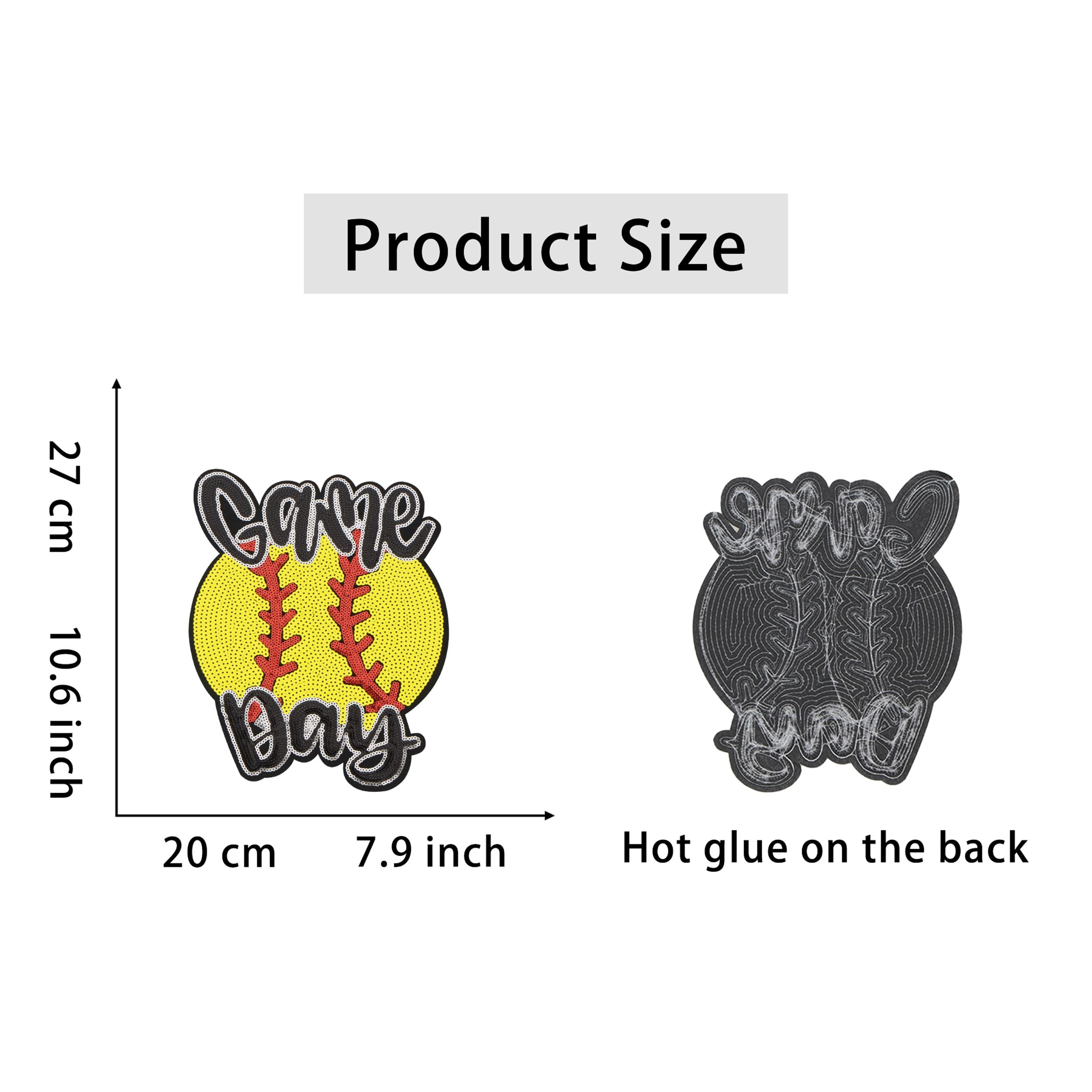 Baseball Mama Sequin Iron On Patches Game Day Applique Large Patch Accessory Clothes Jacket Uniform Backpack DIY Decor