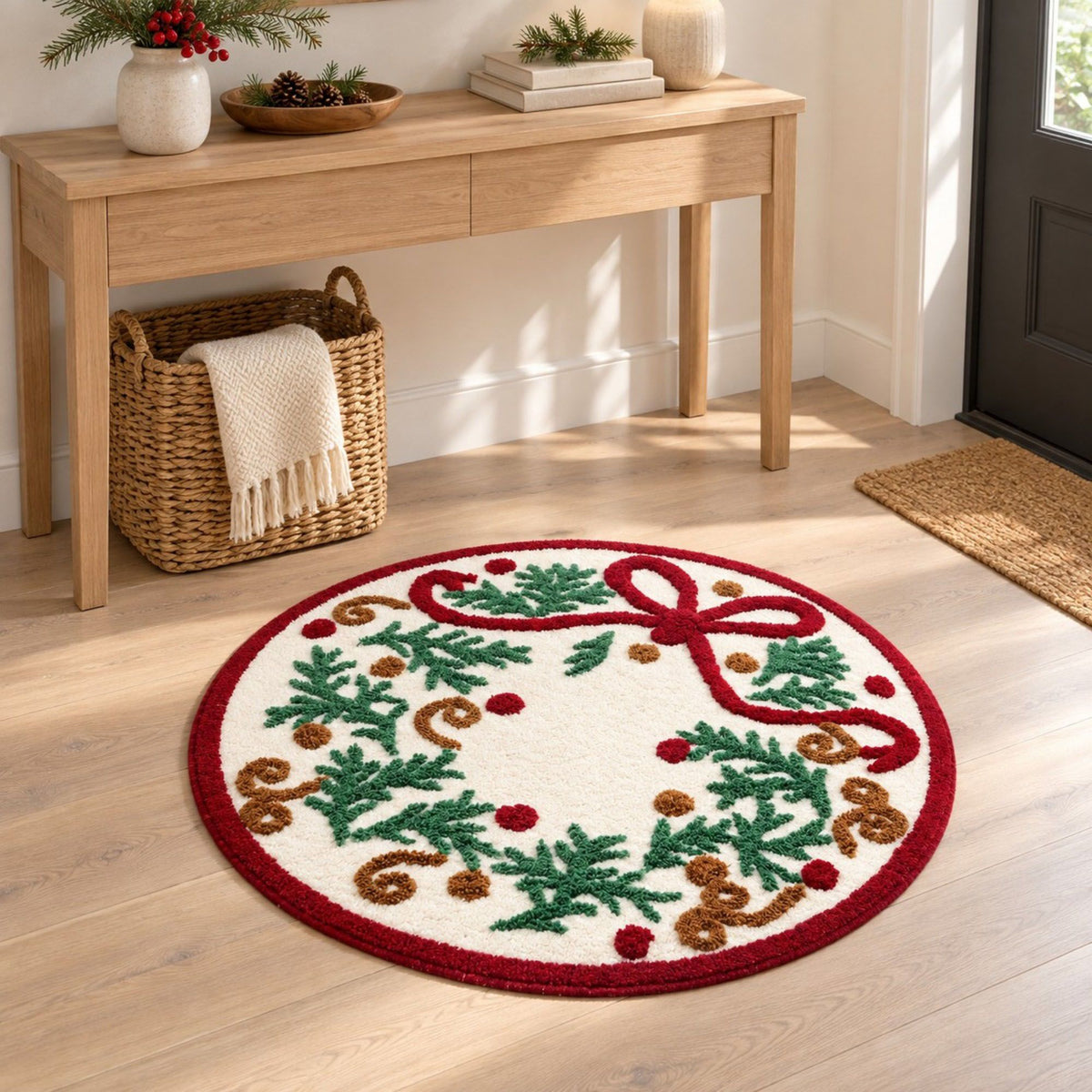 31.5 Inch Floral Tufted Accent Rug Decorative Shaped Area Rug for Bedroom and Entryway