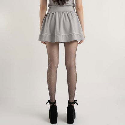 Anna-Kaci 2pcs Women's Sheer Glitter Tights with Sparkle Detailing and Stretch Mesh Fit