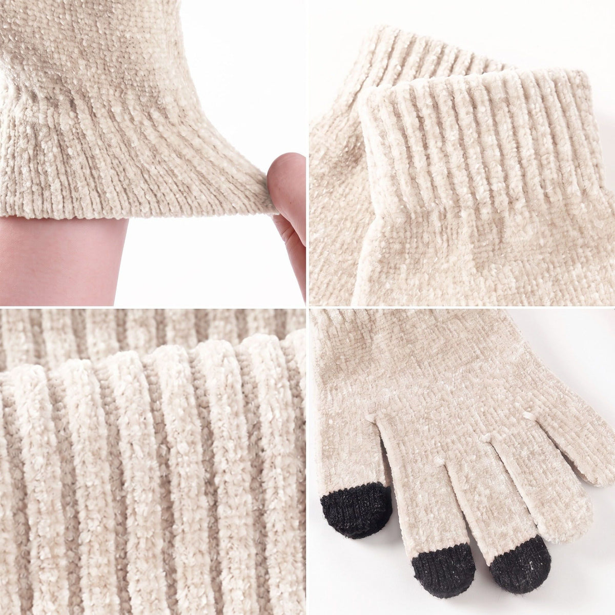 3 Piece Pom Beanie Scarf and Touchscreen Gloves Winter Set