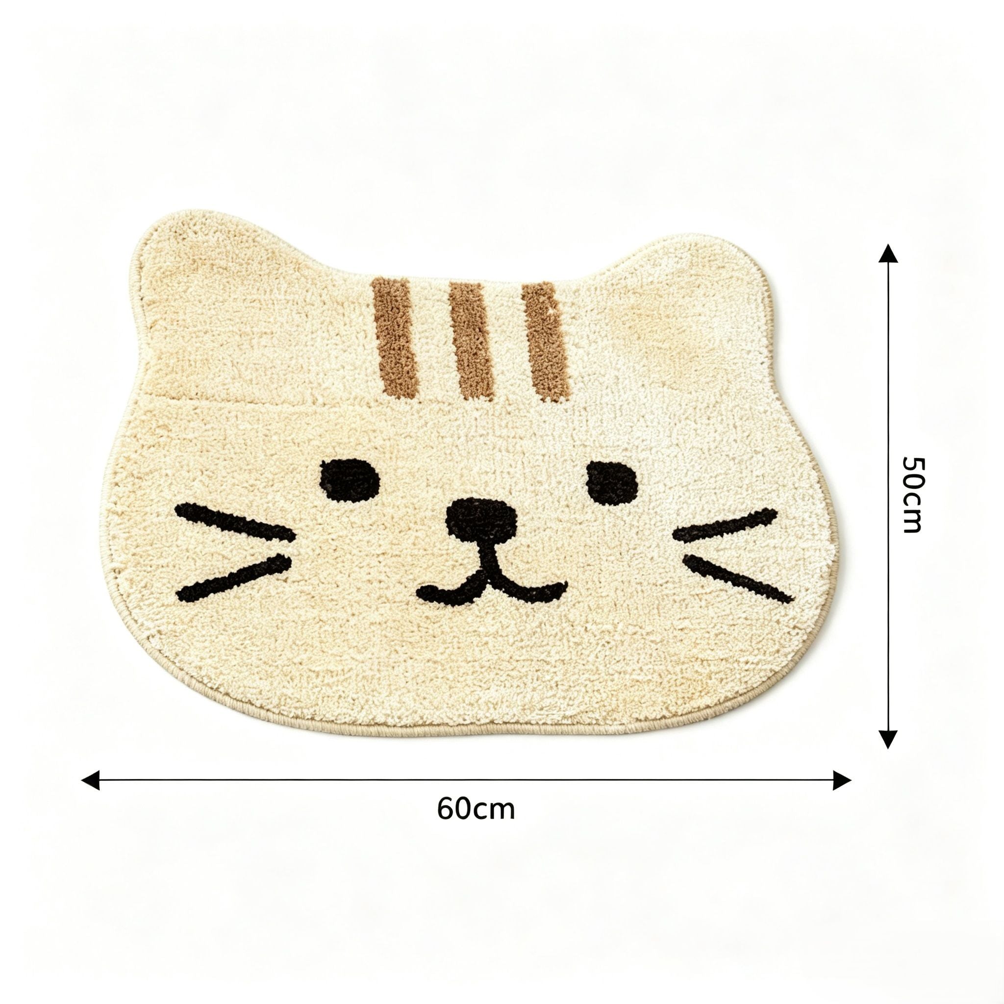 Cute Cat Head Shaped Bathroom Floor Mat Soft Water Absorbent with Anti-Slip Base