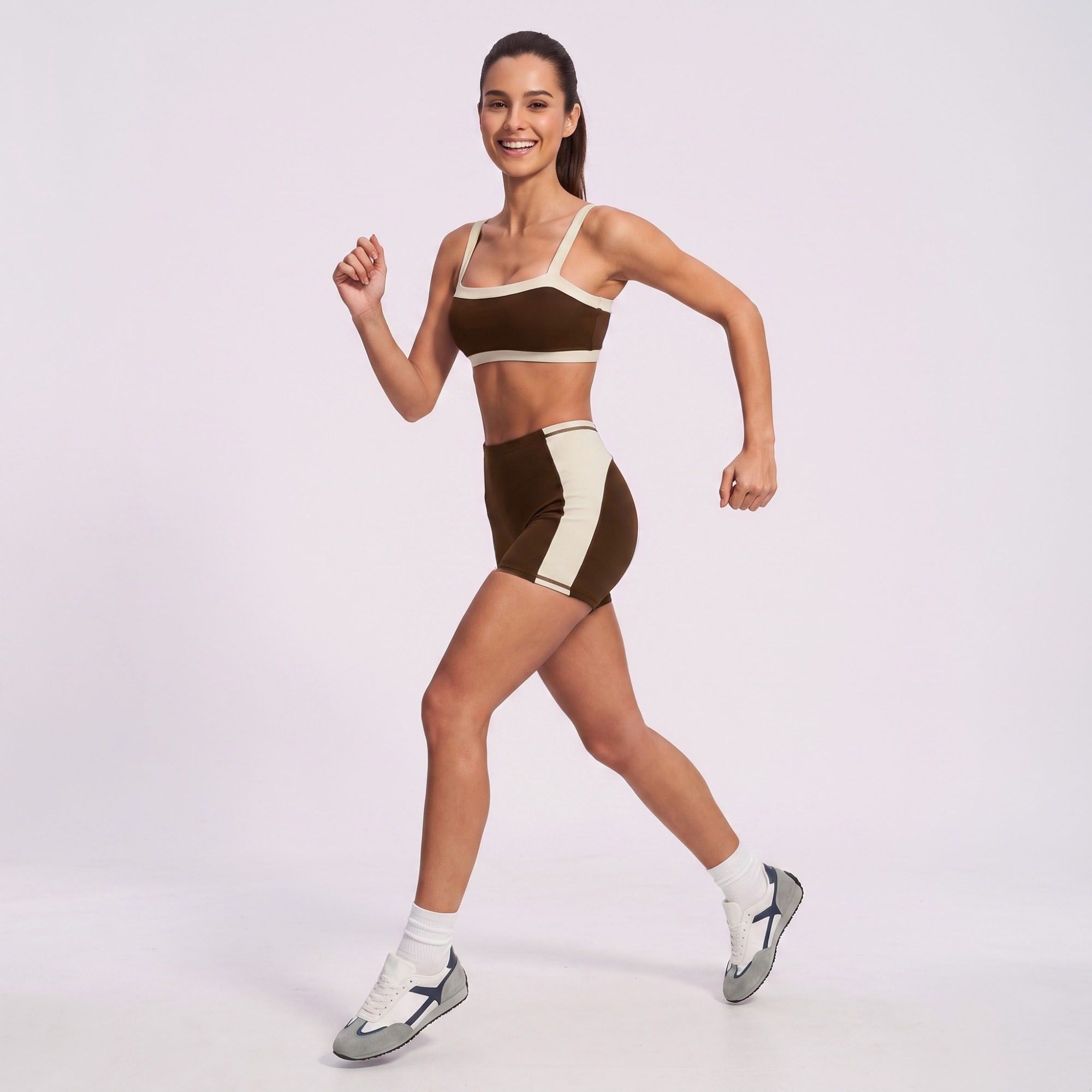 Square Neck Sports Bra with Slim Straps for Running Gym Training and Everyday Activewear
