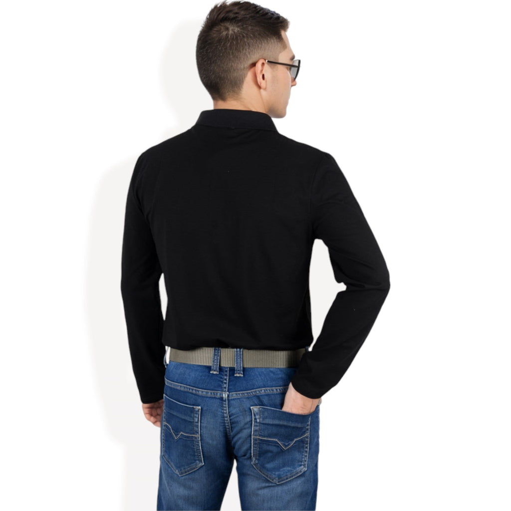Anna-Kaci Men's Long Sleeve Polo Shirt with Spread Collar and Relaxed Fit