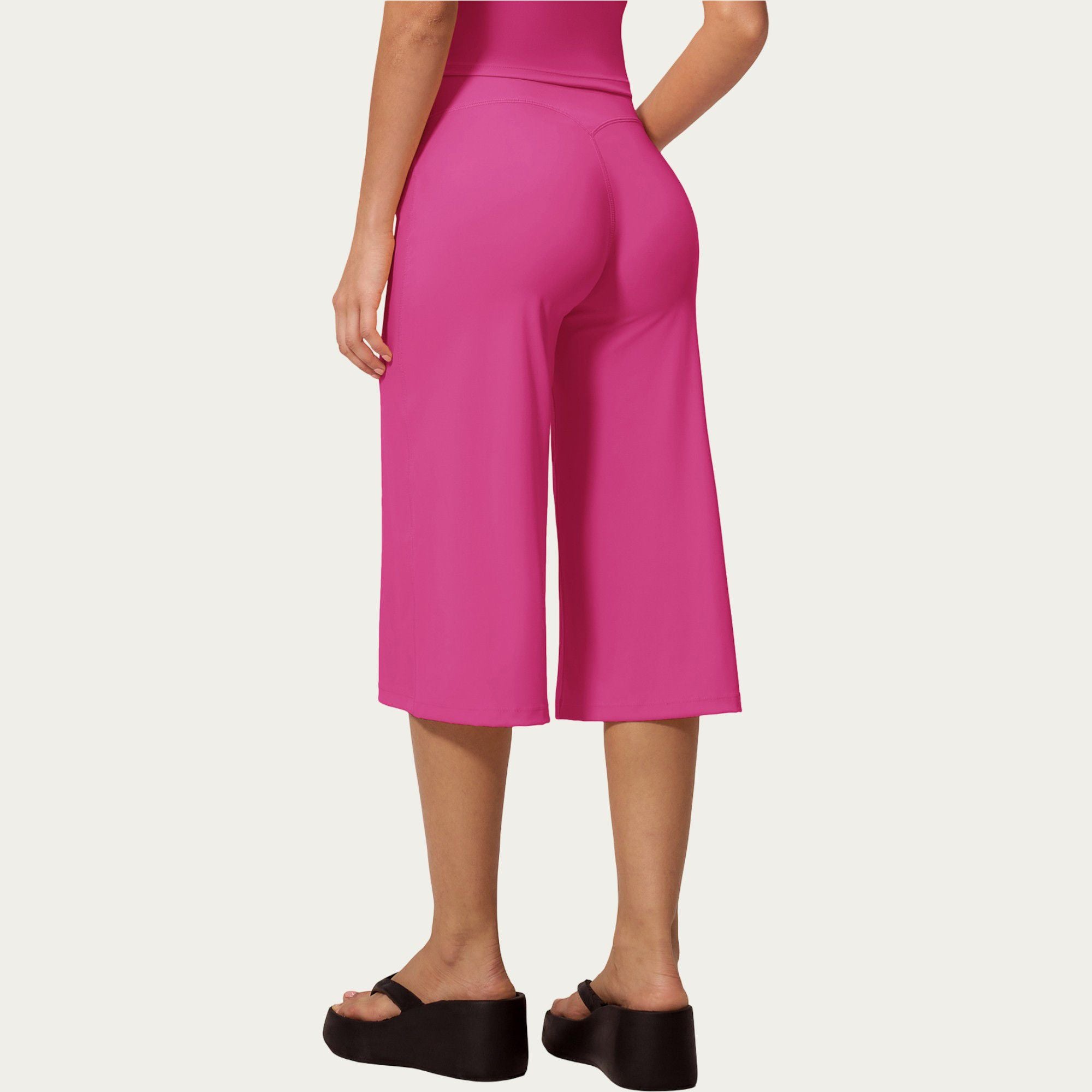 Anna-Kaci Active Women's High Waist Capri Wide Leg Pants with Smooth Stretch Fabric and Relaxed Fit