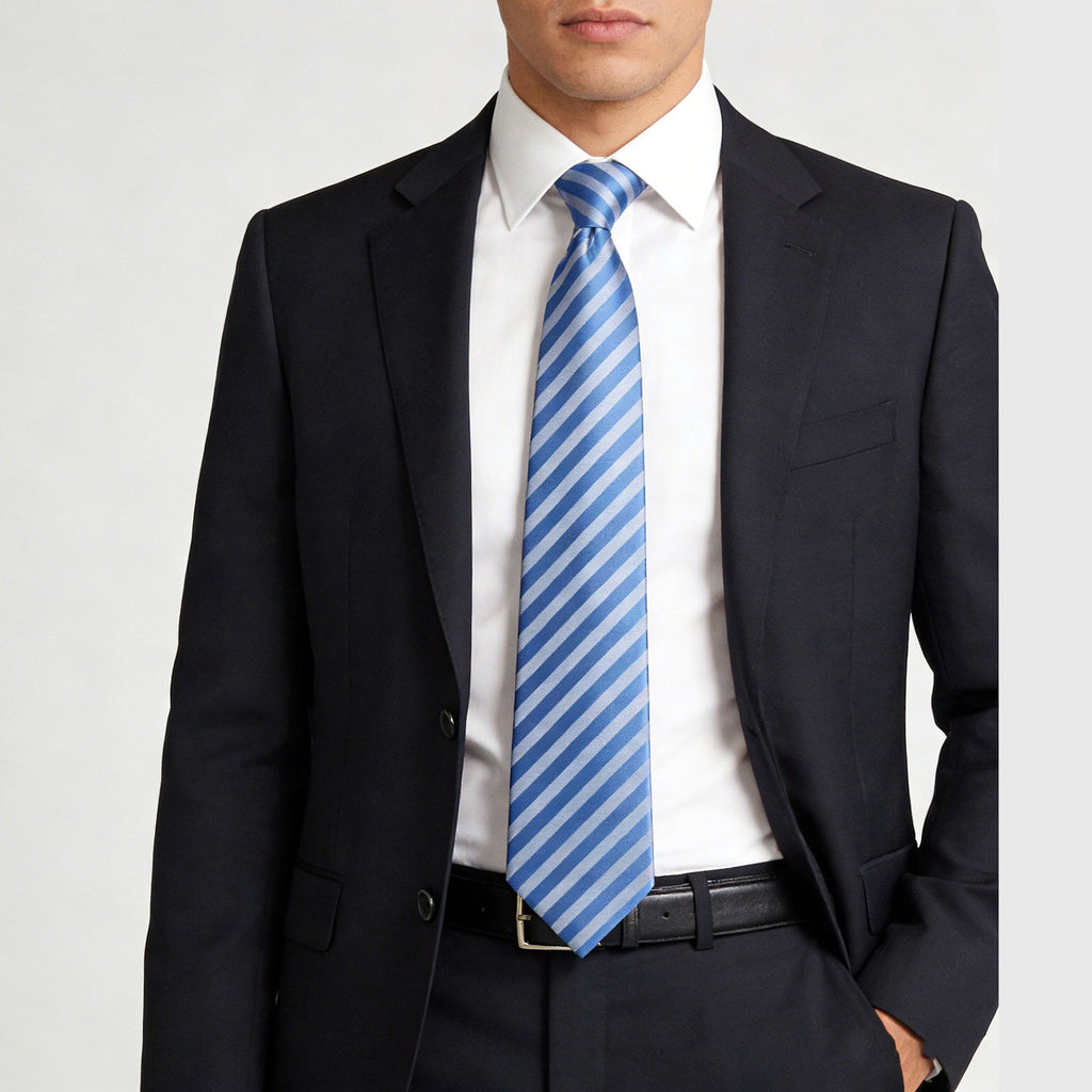 Anna-Kaci Men's Diagonal Stripe Polyester Tie - Formal Necktie for Business, Weddings & Stylish Daily Wear