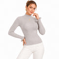 Mock Neck Ribbed Knit Long Sleeve Slim Fit Pullover Sweater