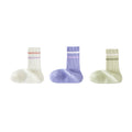 Anna-Kaci Women's 3-Pack Striped Ribbed Crew Socks Soft Stretch Fit Casual Athletic Style