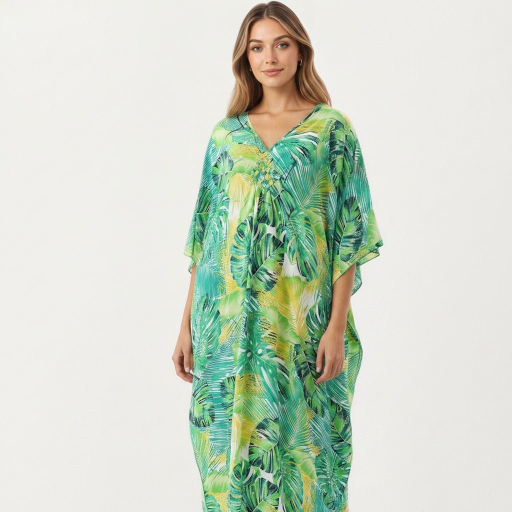 Anna-Kaci Women's Paisley Print Maxi Dress with V-Neckline Short Sleeves and Relaxed Flowing Silhouette