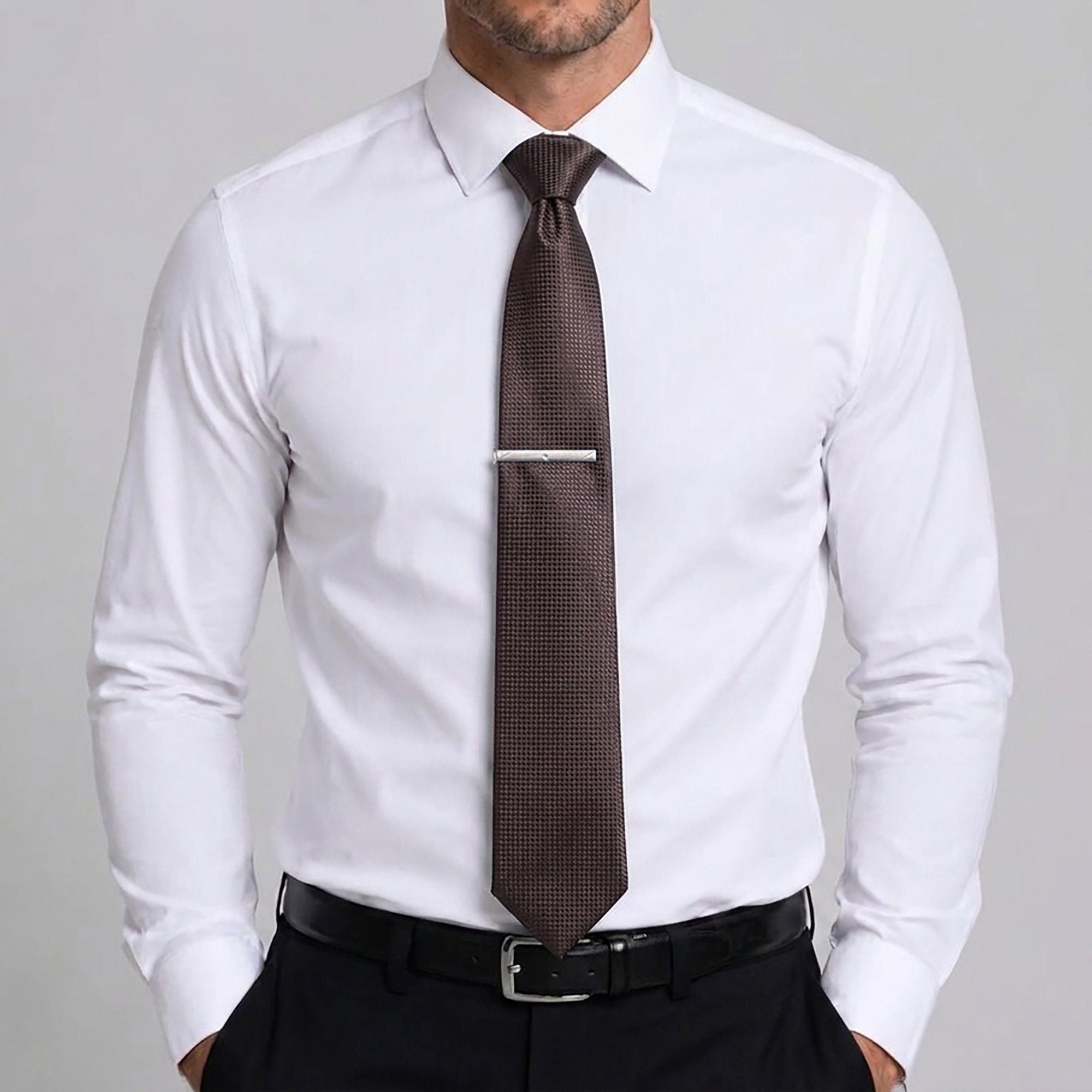 Men's Formal Tie Gift Set with Pocket Square Cufflinks Tie Clip and Gift Box