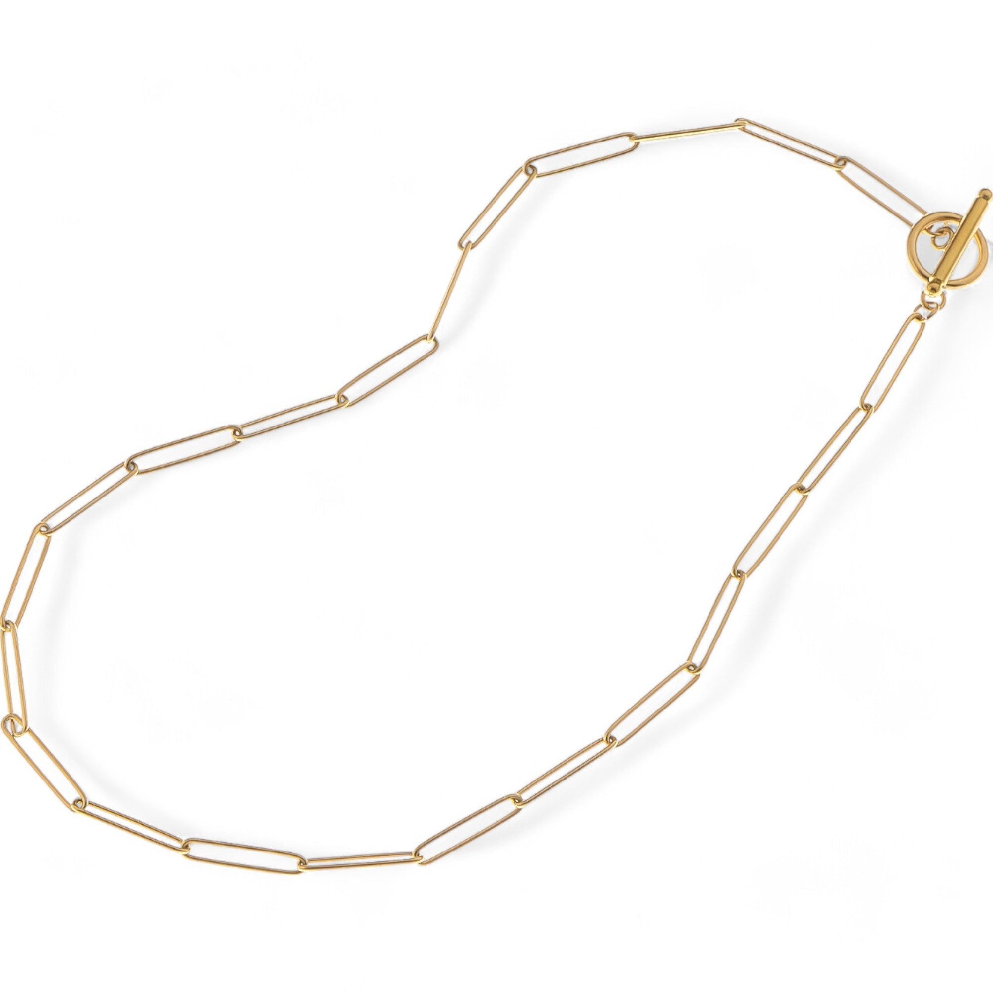 Women's Minimalist Gold Tone Paperclip Chain Fashion Necklace Simple Modern Design