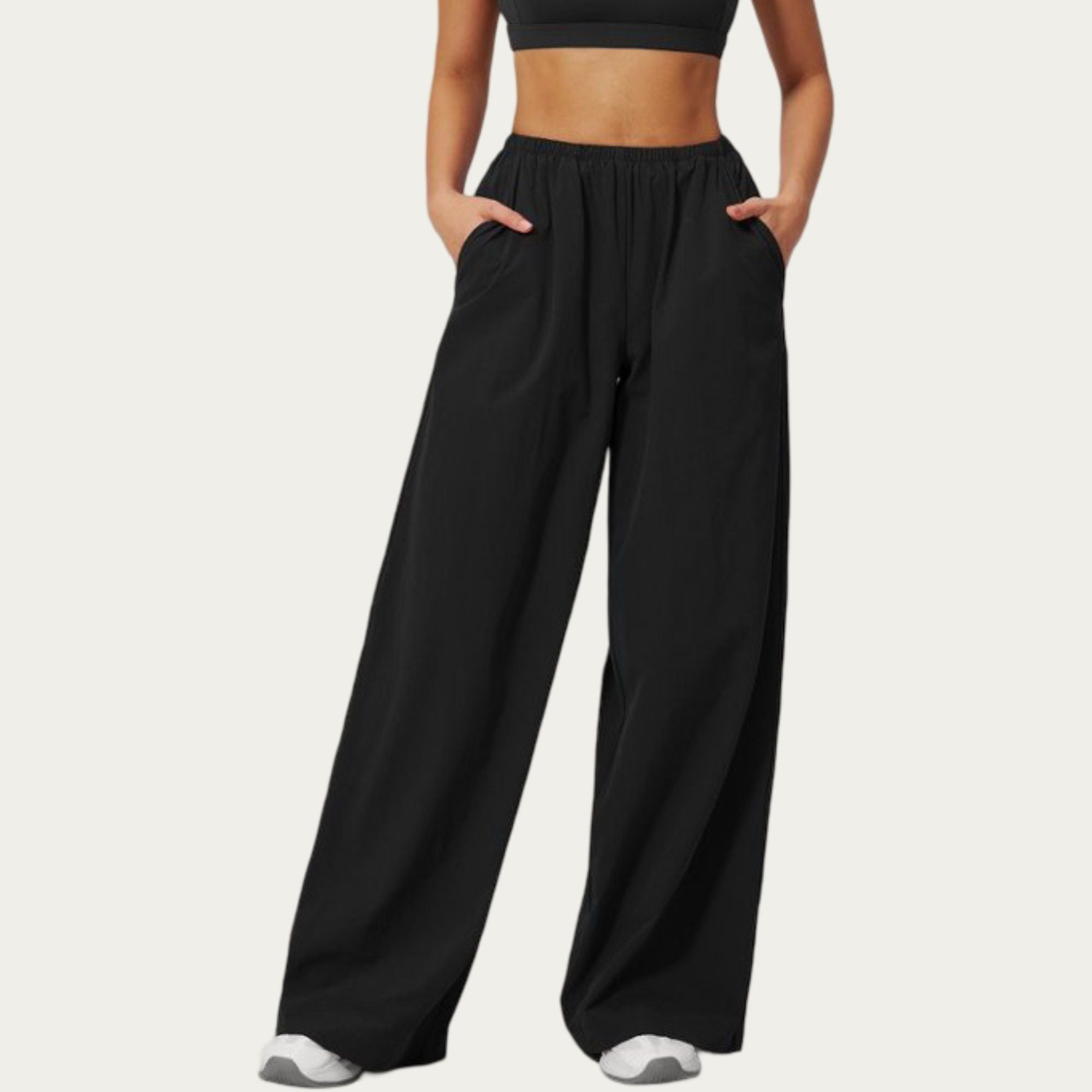 Anna-Kaci Active Women's Wide Leg Lounge Pants with Elastic Waistband and Relaxed Draped Fit