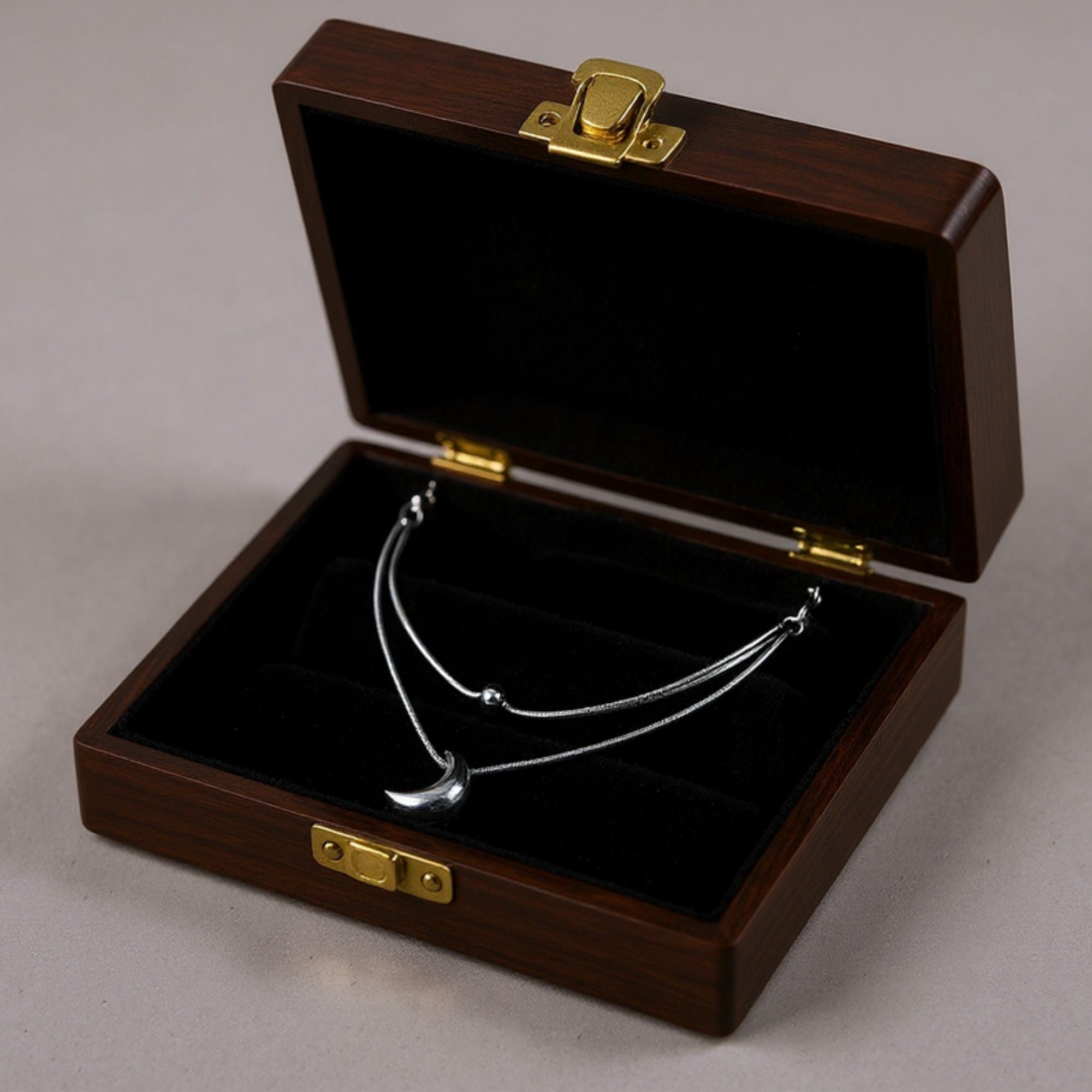 Layered Necklace Set with Minimalist Bead Charm and Sculpted Crescent Moon Pendant for a Delicate Refined Everyday Statement