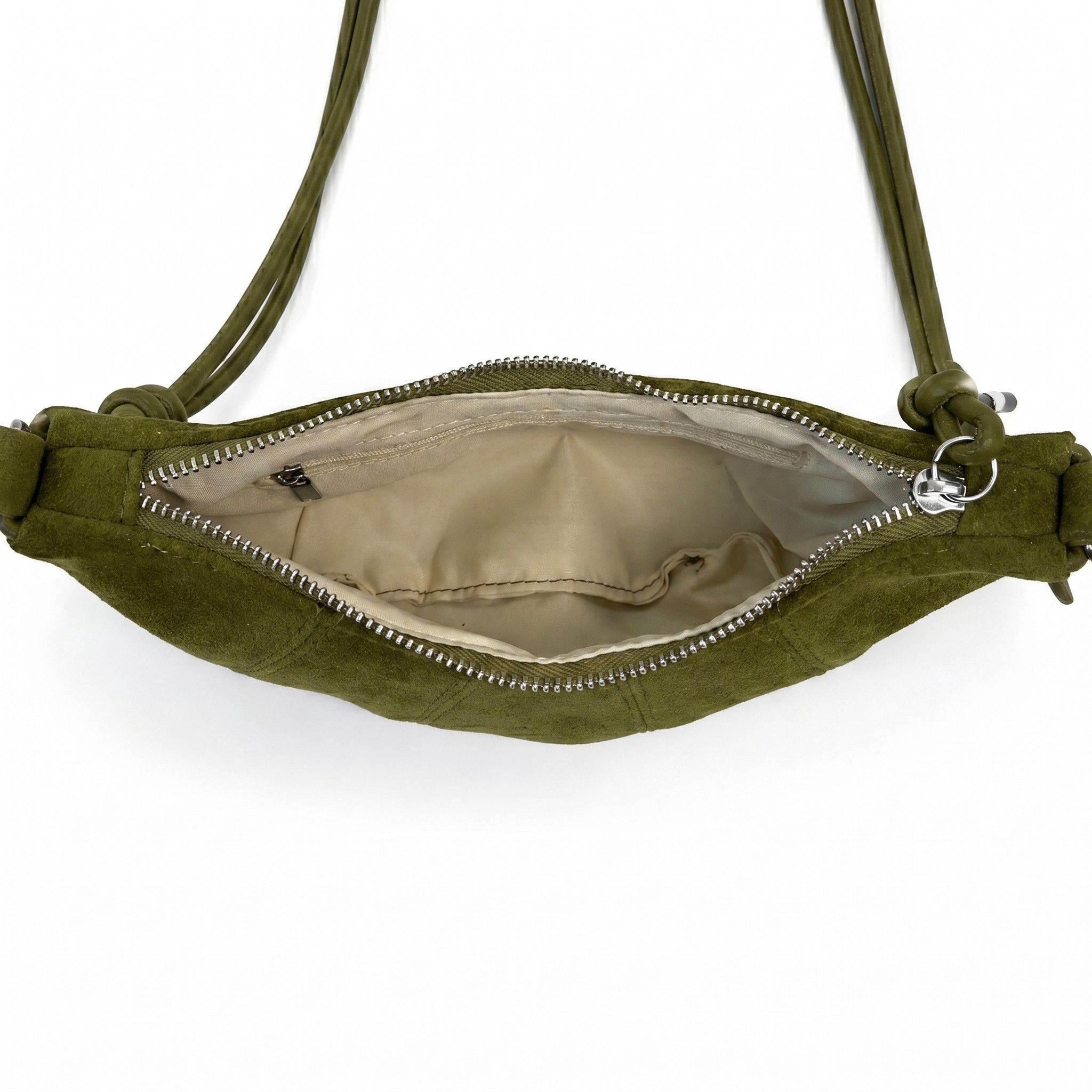 Soft Faux Suede Crossbody Shoulder Bag Adjustable Strap Compact Everyday Crescent Purse