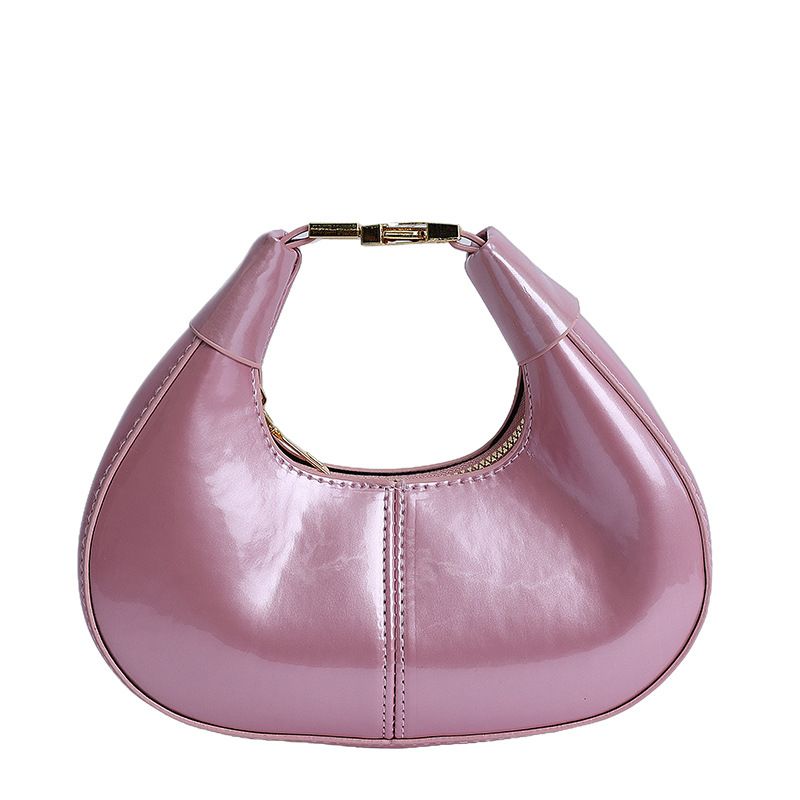 Glossy PU Mini Hobo Shoulder Bag with Adjustable Strap