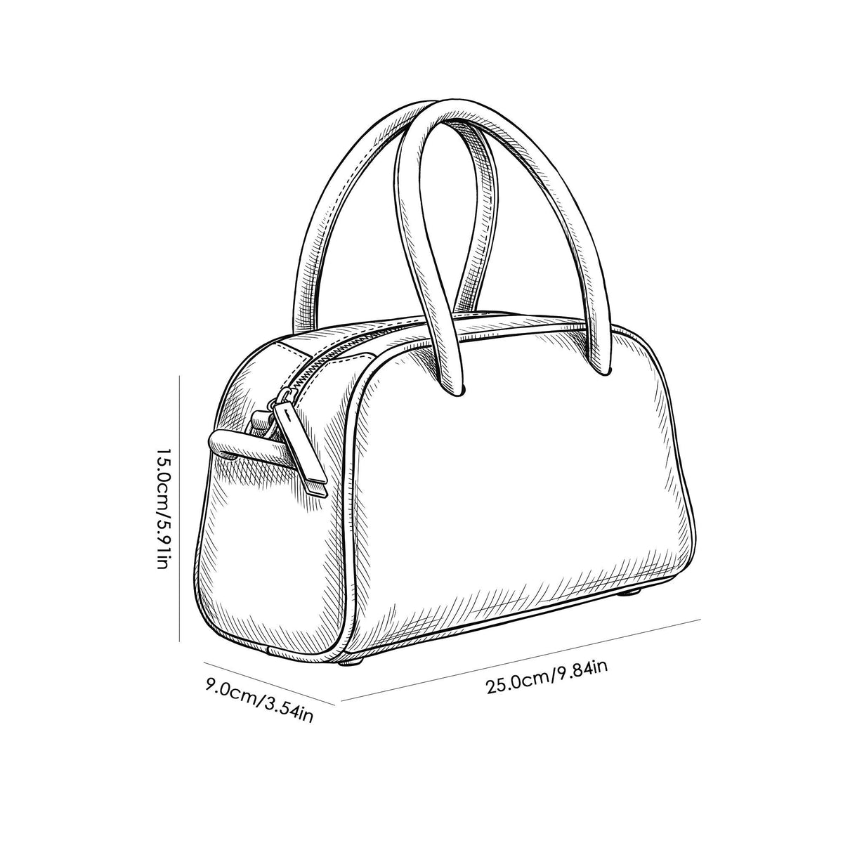 Structured Top Handle Handbag with Zipper Closure and Double Handles