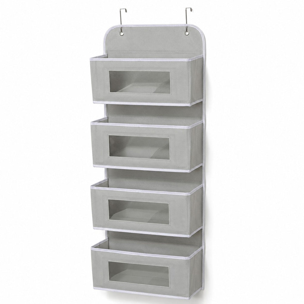4 Tier Hanging Storage Organizer with Clear Window Pockets for Door Wall or Closet