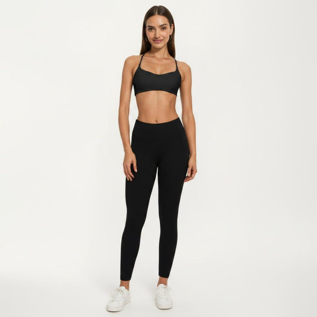 Anna-Kaci Active Women's Strappy Sports Bra with Adjustable Cross Back and Scoop Neck Front