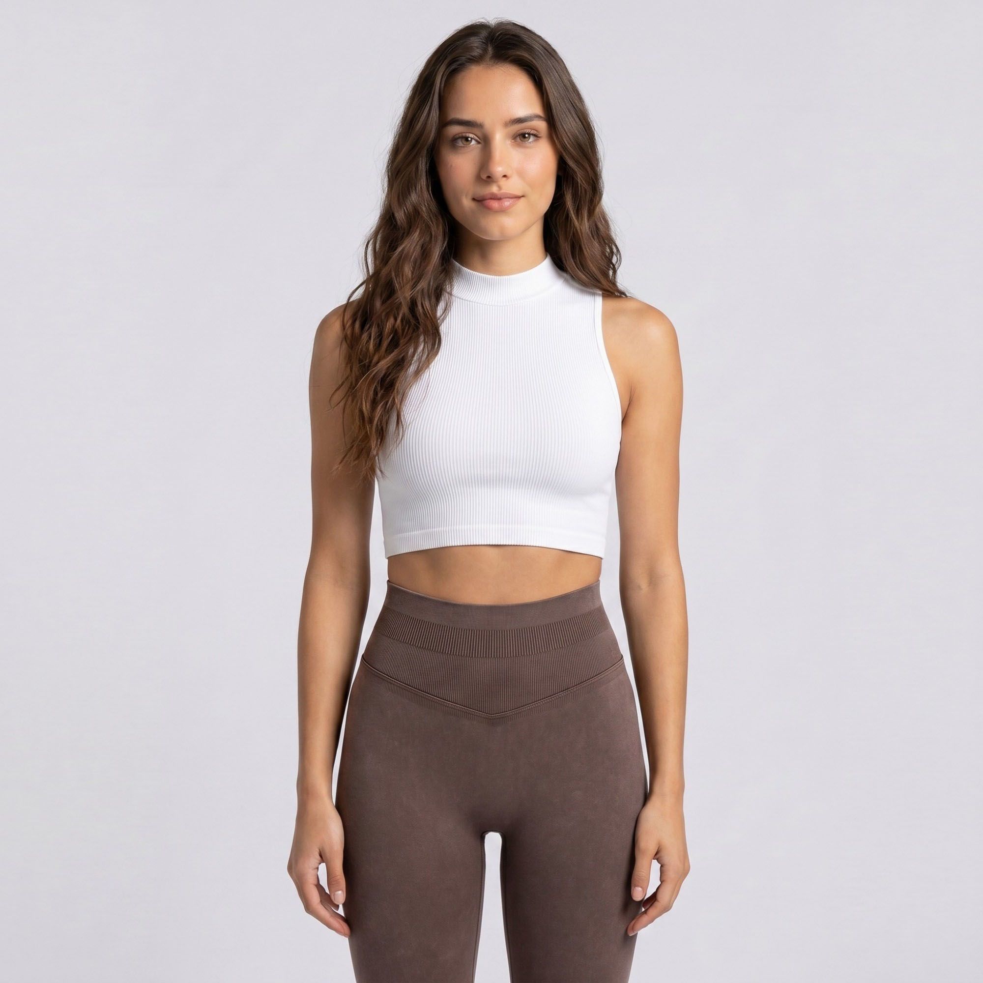 Anna-Kaci Women's High Waist Seamless Leggings with Ribbed Waistband and Contour Detail