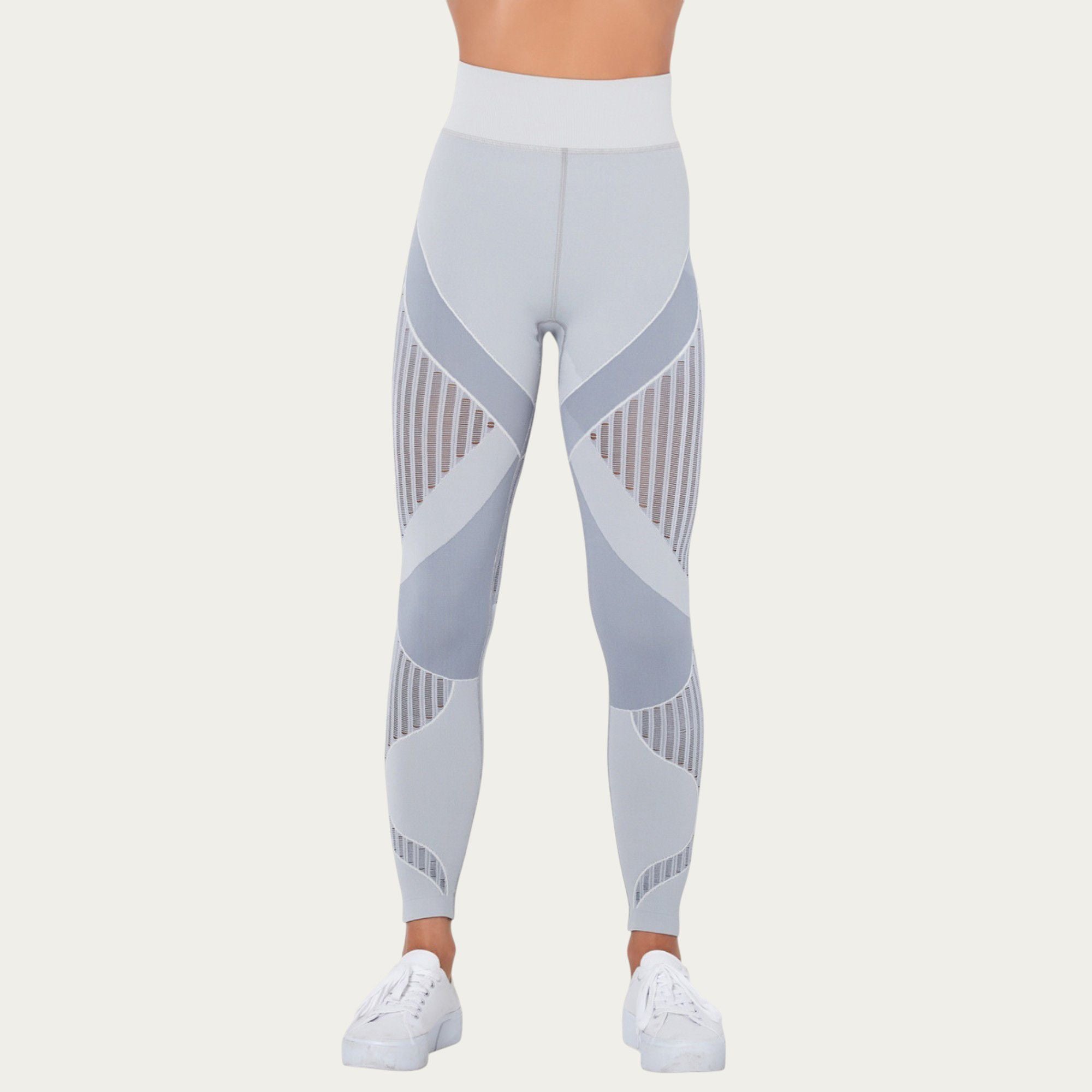Anna-Kaci Active Women's Seamless Patterned Leggings with Ribbed Details and Contouring Panels