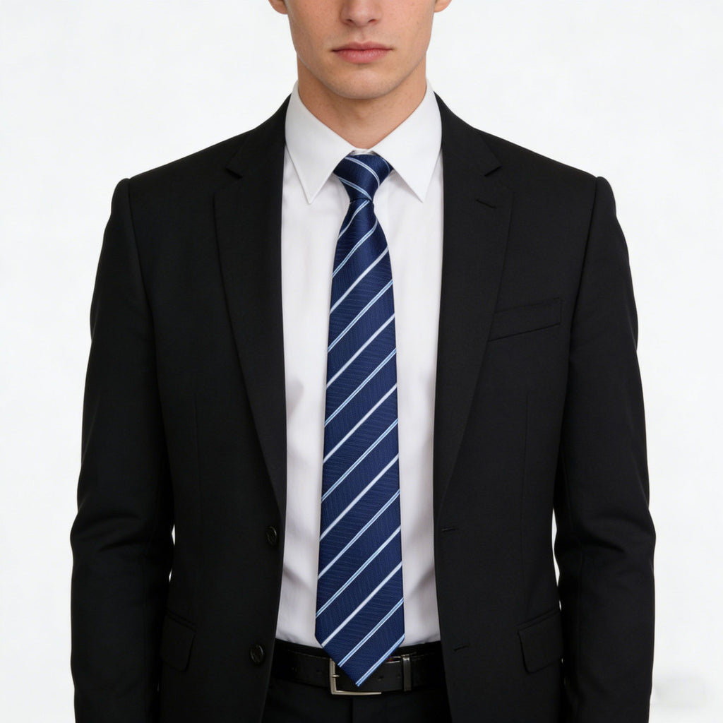Anna-Kaci Men's Polyester Filament Tie with Striped Texture - Formal/Casual Necktie for Business, Weddings & Daily Wear