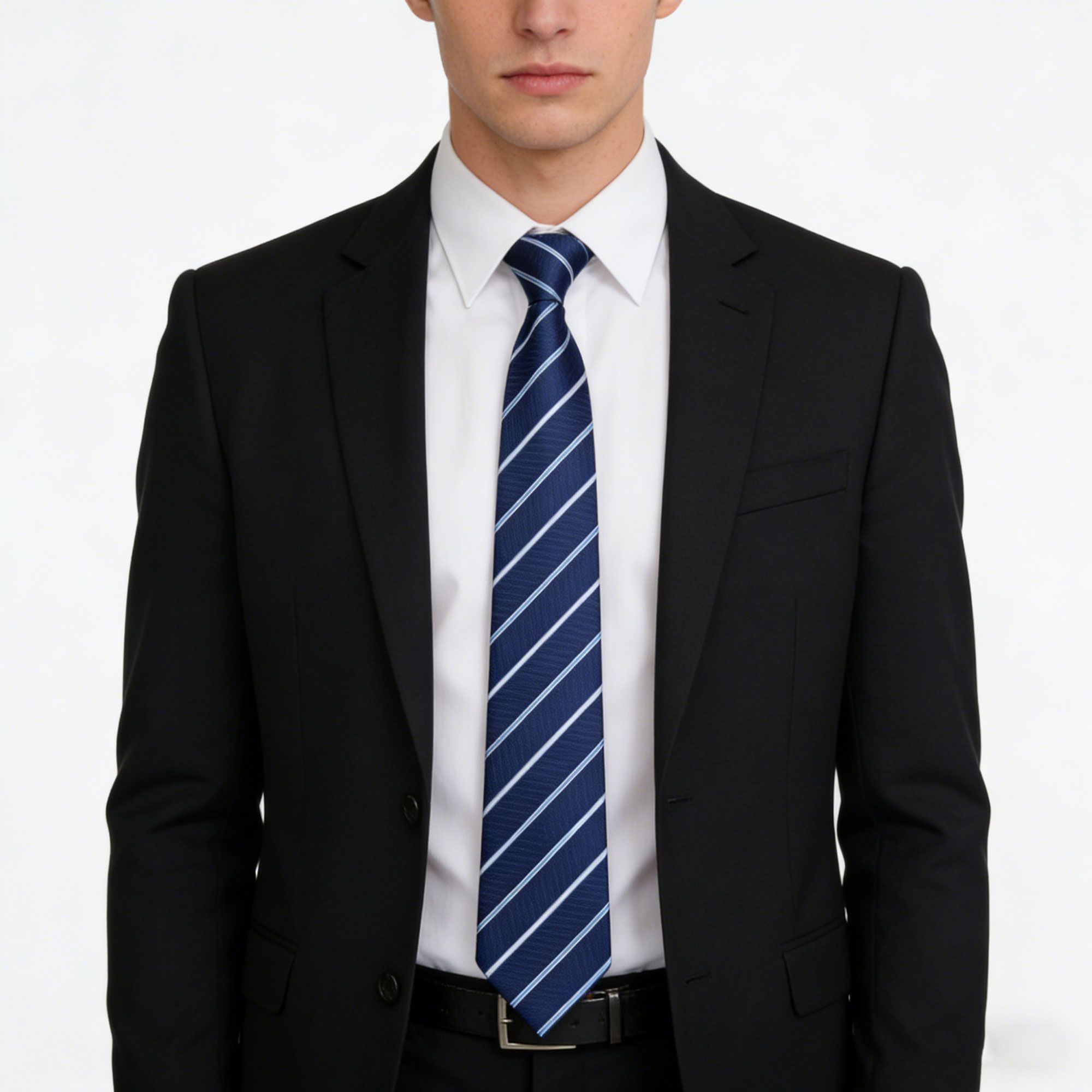 Anna-Kaci Men's Polyester Filament Tie with Striped Texture - Formal/Casual Necktie for Business, Weddings & Daily Wear