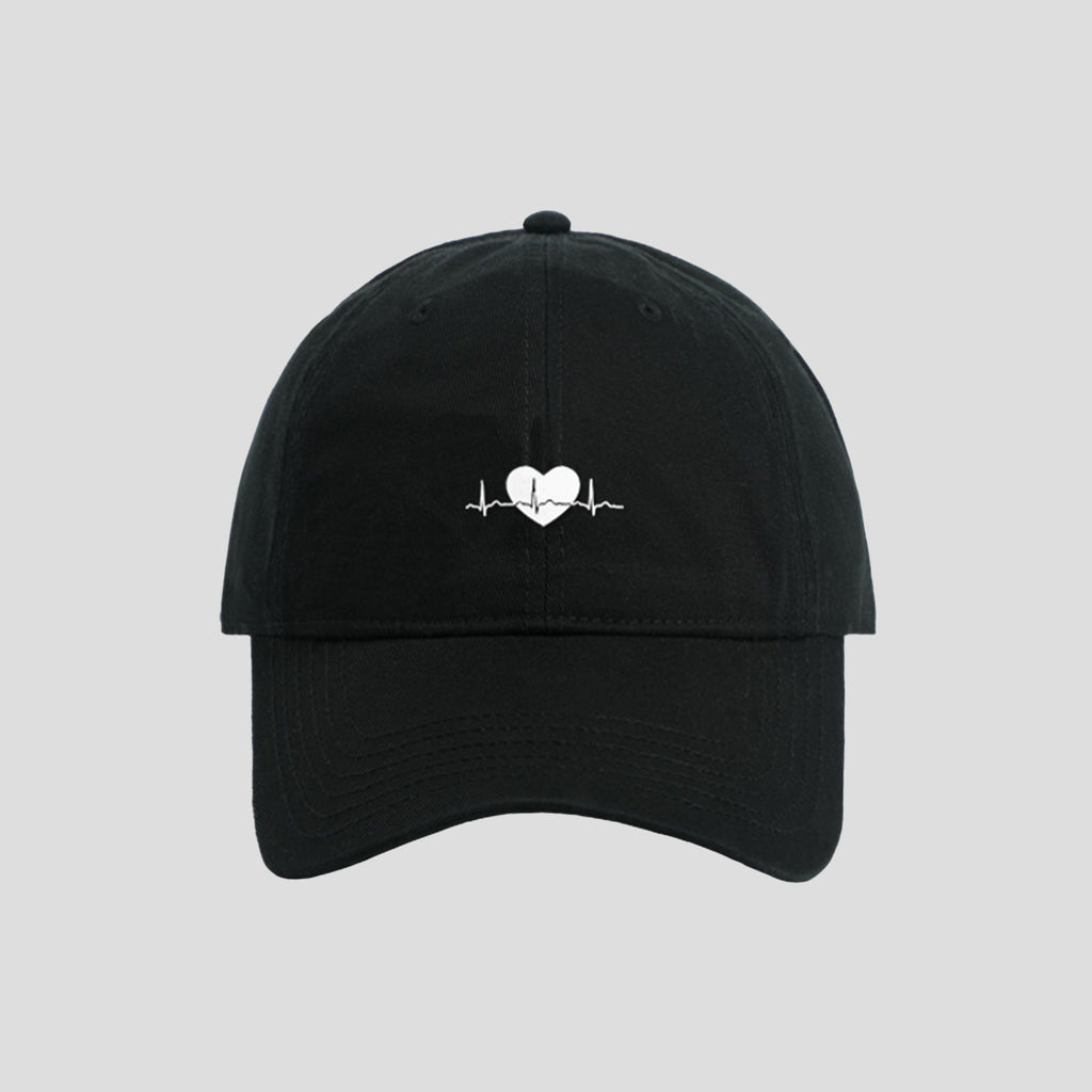 Anna-Kaci Women's Embroidered Heartbeat Baseball Cap with Adjustable Strap and Curved Brim Casual Cotton Hat
