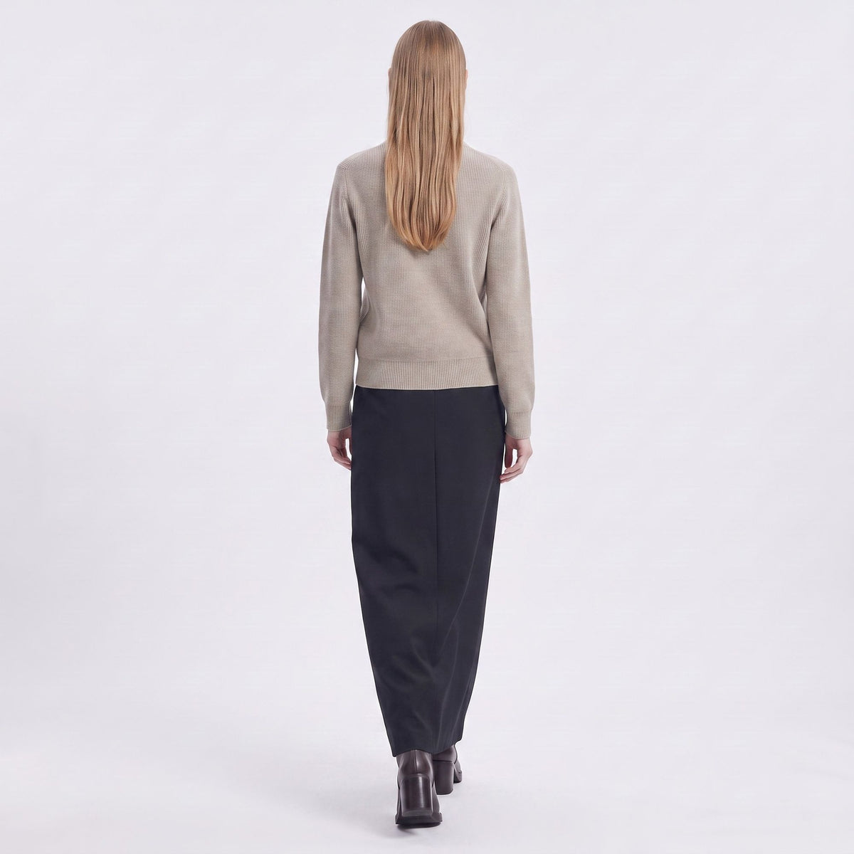 Mock Neck Zip-Front Knit Cardigan Sweater