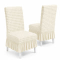 2 Pack Textured Stretch Dining Chair Covers with Ruffled Skirt