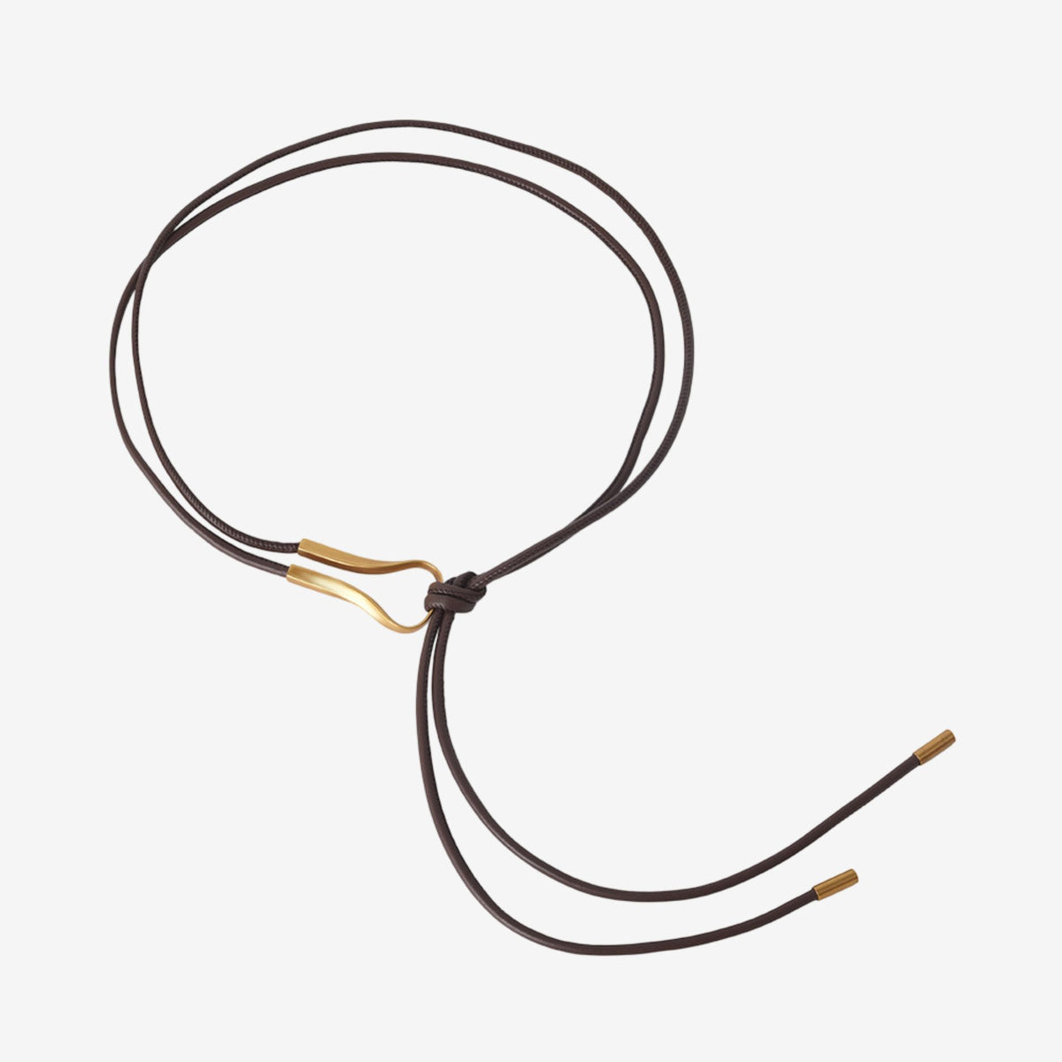 PU Leather Tie Waist Belt with Gold Tone Hook Accent 49.2in