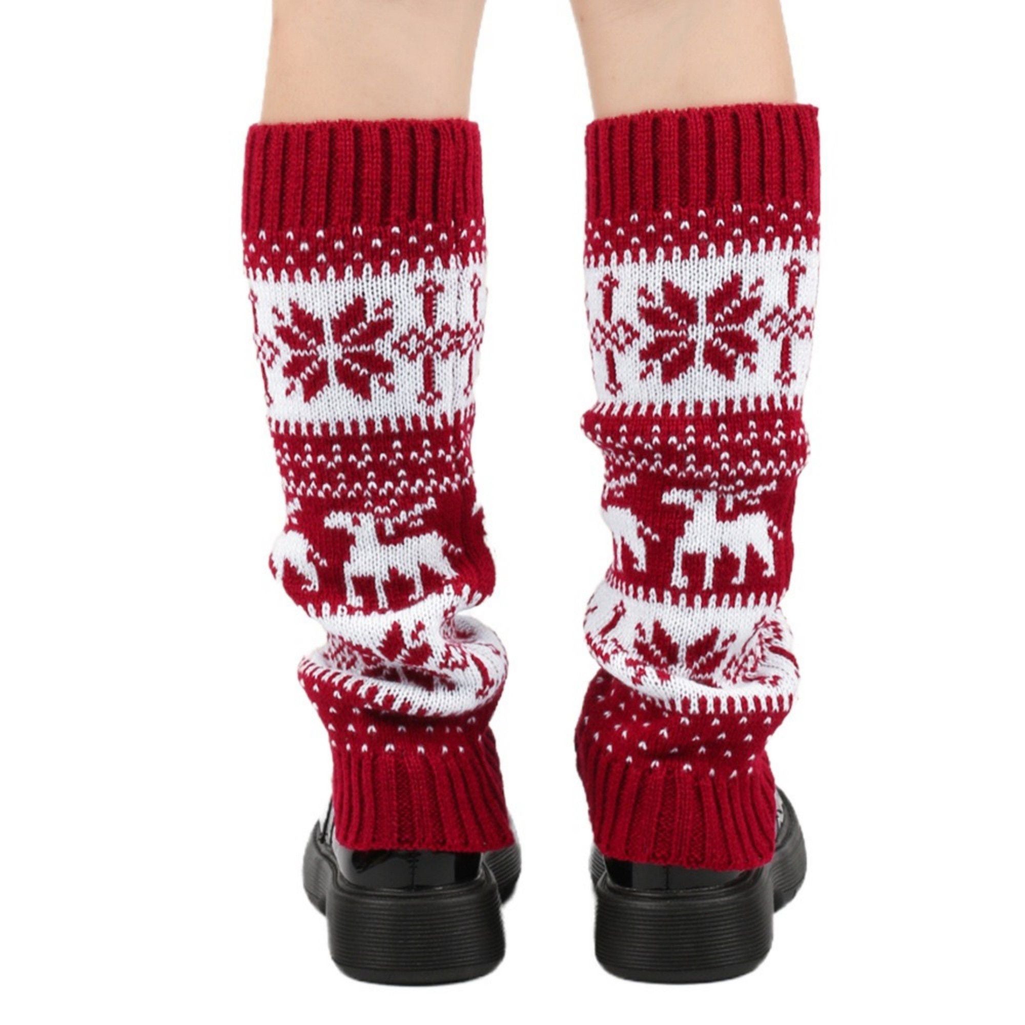 Anna-Kaci Fair Isle Knit Leg Warmers with Soft Stretch Ribbed Cuffs and Festive Patterned Design for Cozy Winter Layering