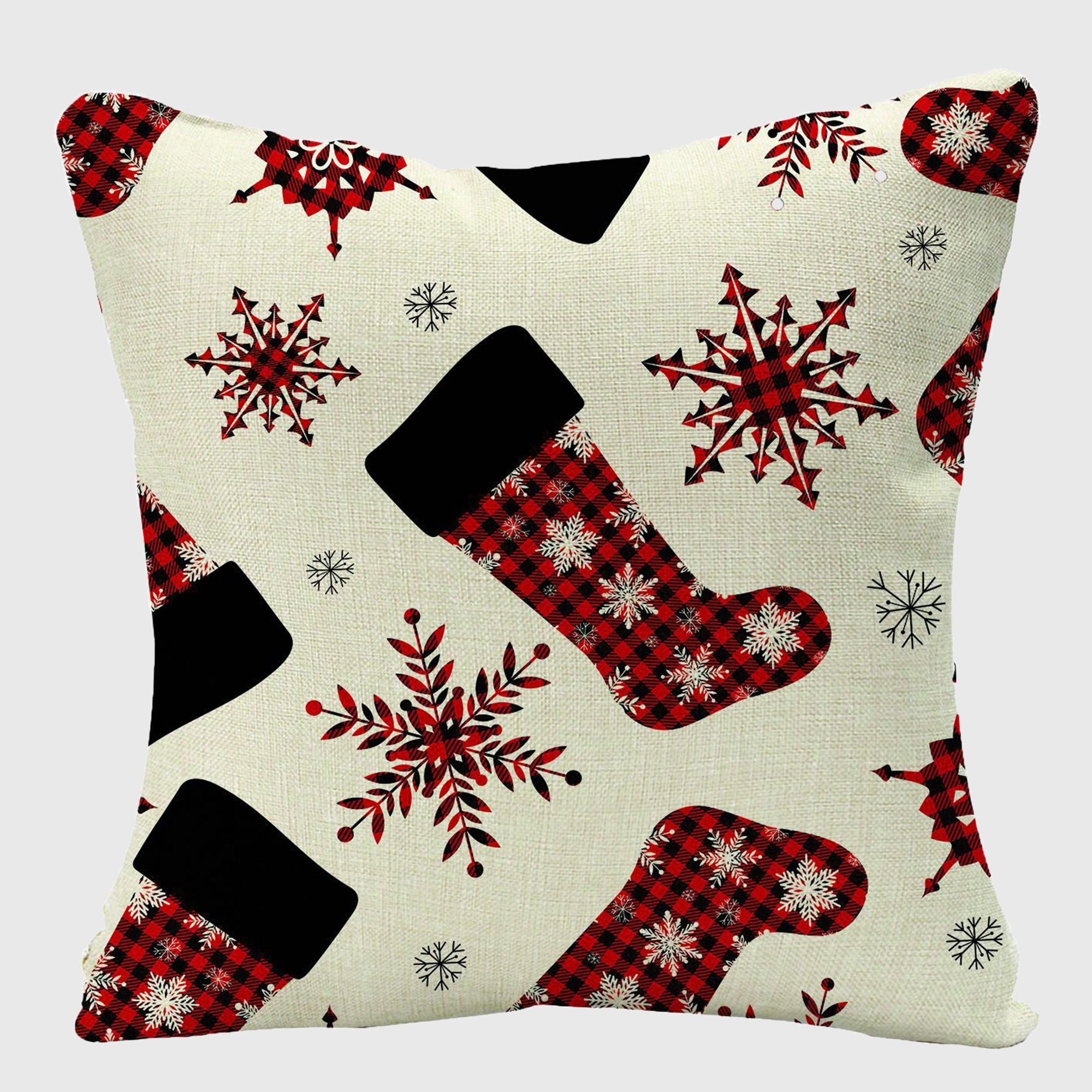 Anna-Kaci Christmas Gingham Throw Comfortable Pillow Cover 18x18in