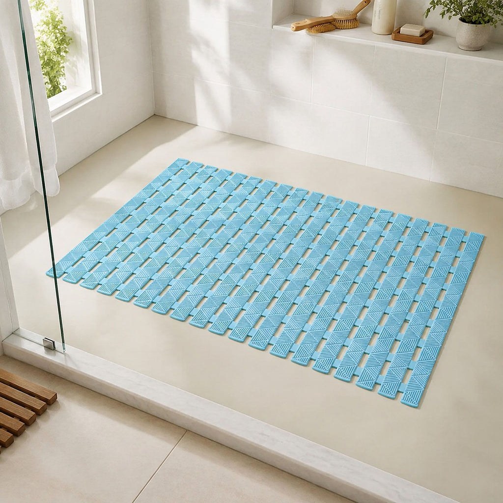 Slatted Nonslip Shower Mat Quick Drain Bath Mat 15.7 x 27.6 Inches