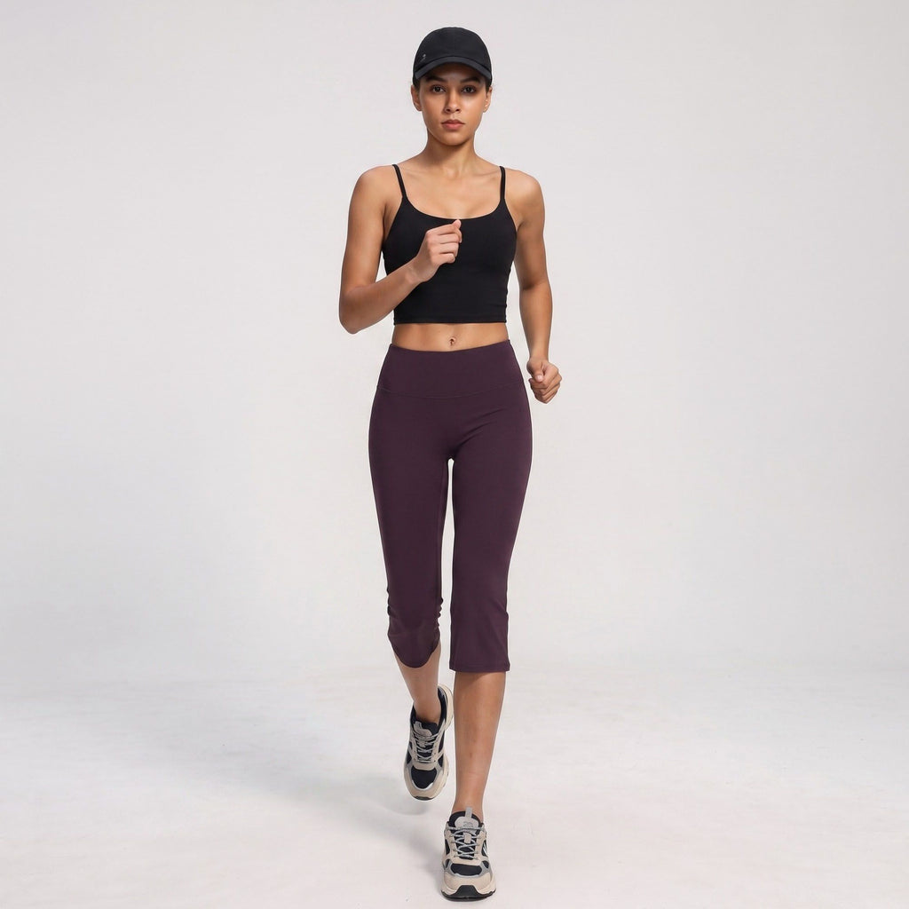 High Waist Cropped Flare Yoga Pants Fitted Capri Workout Leggings for Dance and Athleisure