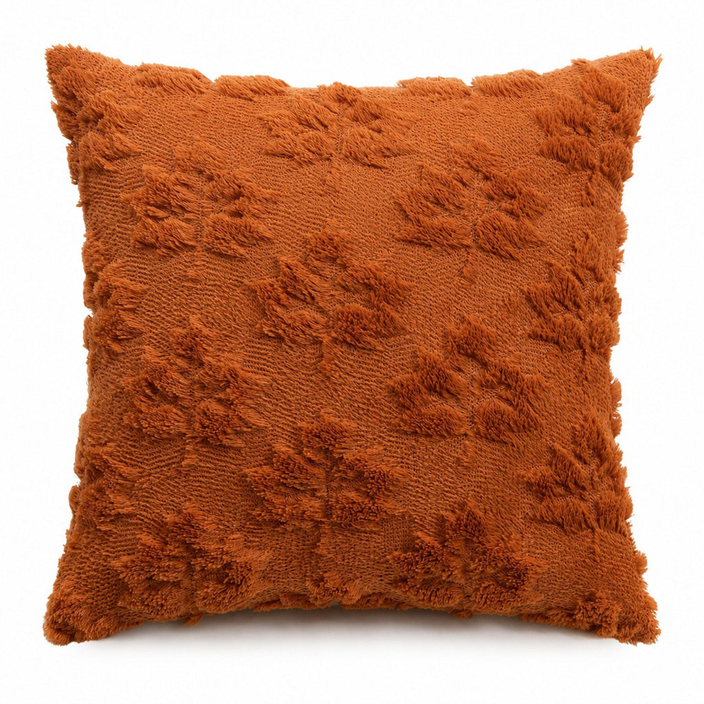 Textured Tufted Botanical Throw Pillow Cover for Couch Bed and Chair