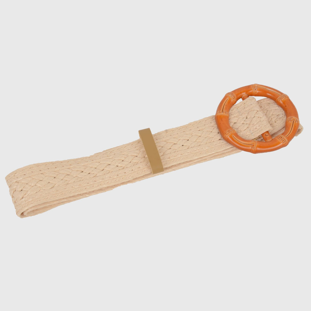 Anna-Kaci Bohemian - Style Woven Belt with Round Plastic Buckle