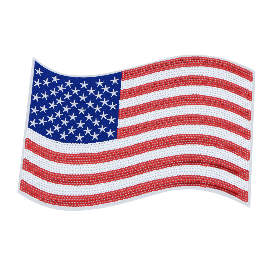 Independence Day Sequin American Flag Iron On Patch Glitter Patriotic USA 4th of July Craft Sewing Embroidery Clothing Patch Decoration