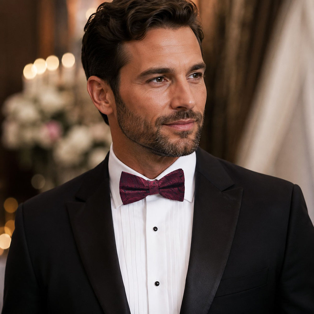 Pre Tied Paisley Bow Tie Adjustable Formal Suit and Tuxedo Accessory
