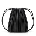 Pleated Crossbody Bucket Bag with Long Shoulder Strap and Gathered Top 7.5x8.5x3.5in