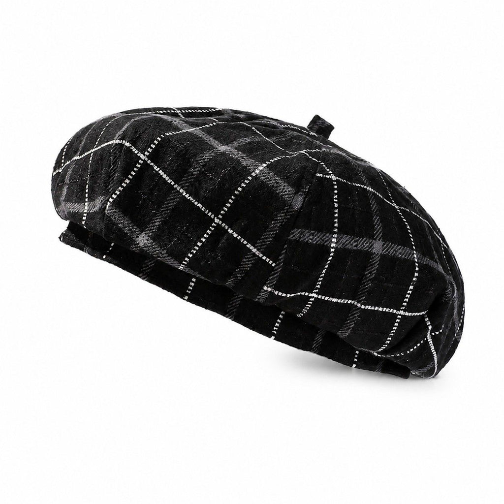 Plaid Beret Hat Vintage Painter Cap Soft Structured Fall Winter Style