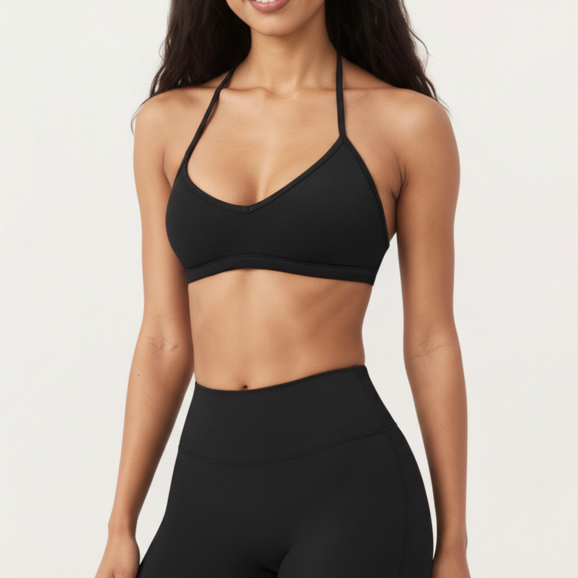 Anna-Kaci Active Women's Halter Sports Bra with V Neckline and Smooth Stretch Fit