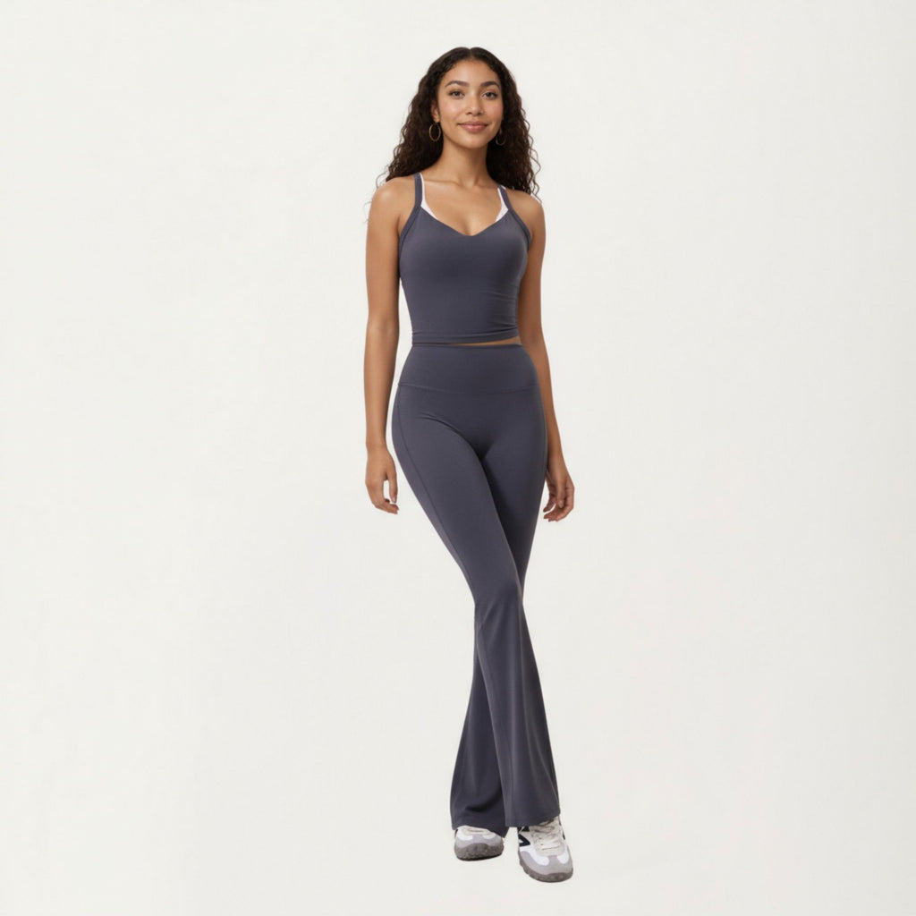 Anna-Kaci Active Women's High Waist Flare Sweatpants with Seamless Stretch Fit
