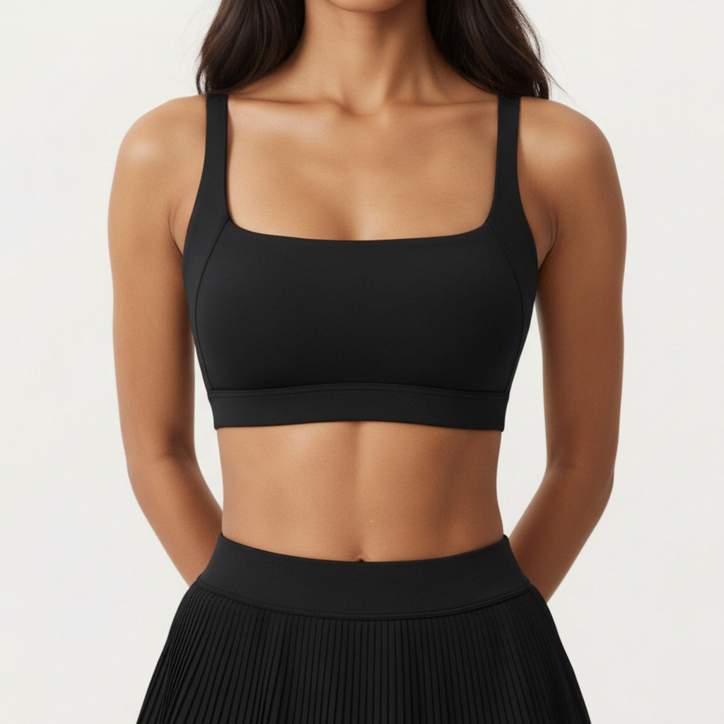 Anna-Kaci Active Women's Crisscross Back Sports Bra with Square Neck and Smooth Stretch Fit
