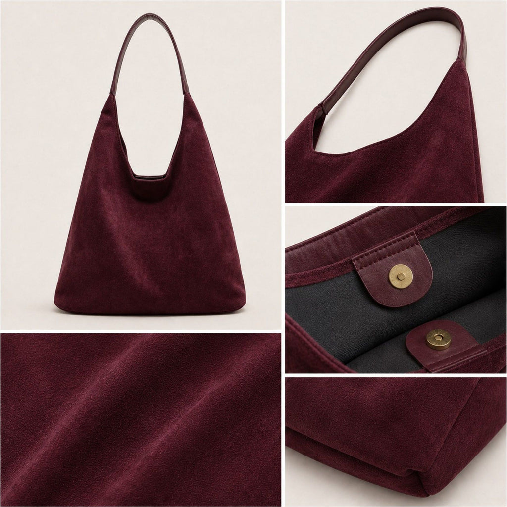 Oversized Suede-Like Hobo Shoulder Bag with Long Strap