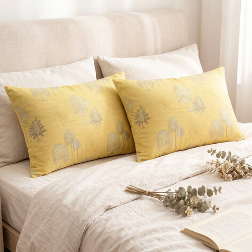2-Piece Cotton Pillowcases with Elegant Tree Print Design for Bedroom, Soft and Comfortable Bedding Set 20x26in