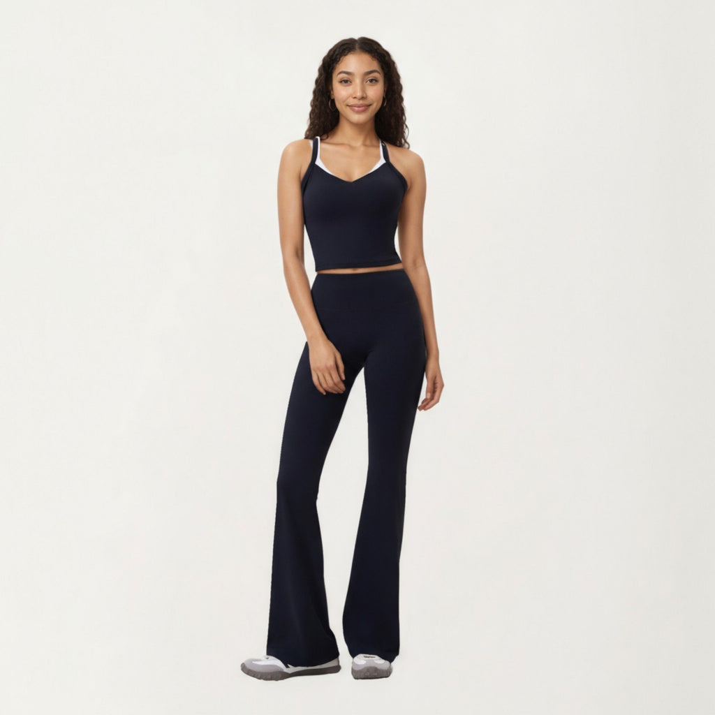 Anna-Kaci Active Women's High Waist Flare Sweatpants with Seamless Stretch Fit